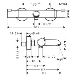 Hansgrohe Ecostat Termostatik Banyo Bataryası Comfort Aplike Krom 13114000 - 2