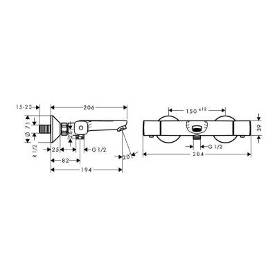 Hansgrohe Ecostat Termostatik Banyo Bataryası Krom 13123000 - 2