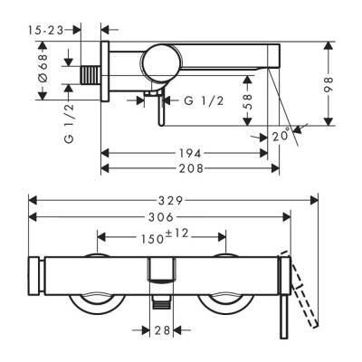 Hansgrohe Finoris Banyo Bataryası Aplike Montaj Krom 76420000 - 3