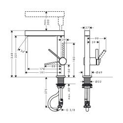 Hansgrohe Finoris Yüksek Lavabo Bataryası 230, Gider Seti Dahil 76063000 - 5