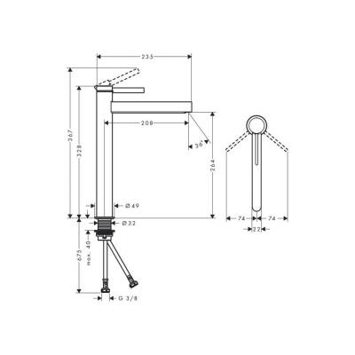 Hansgrohe Finoris Yüksek Lavabo Bataryası 260, Gider Seti Dahil 76070000 - 2