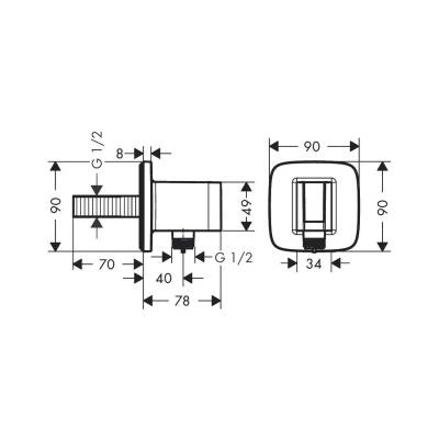 Hansgrohe FixFit Duş Askılı Çıkış Dirseği E Krom 26485000 - 2