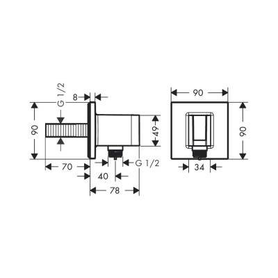 Hansgrohe FixFit Duş Askılı Çıkış dirseği Squar Krom 26486000 - 2