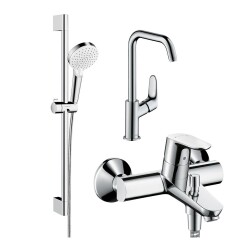 Hansgrohe Focus Kuğu Lavabo Bataryalı Üçlü Set - 1