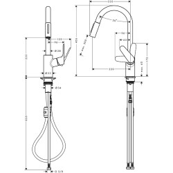 Hansgrohe Focus M41 Eviye Bataryası Satin Siyah 31815670 - 2