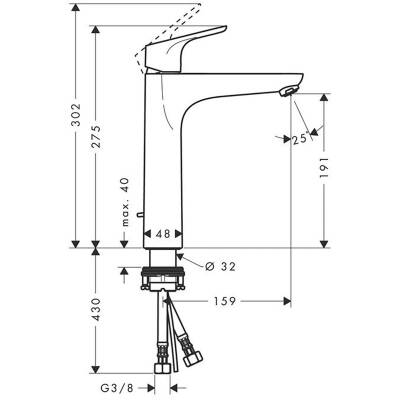 Hansgrohe Focus Tek Kollu Lavabo Bataryası 190 Kumandalı Krom 31608000 - 3