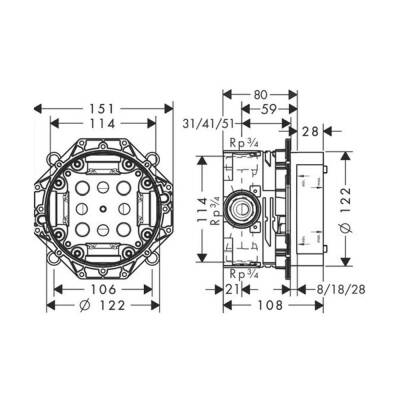 Hansgrohe iBox Universal Ankastre İç Set 01800180 - 2