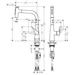 Hansgrohe Metris Select M71 Eviye Bataryası Krom 73822000 - 4