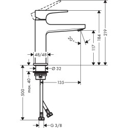 Hansgrohe Metropol Tek Kollu Lavabo Bataryası 110 Çubuk Volan ve Bas-Aç Gider Seti 32507000 - 2