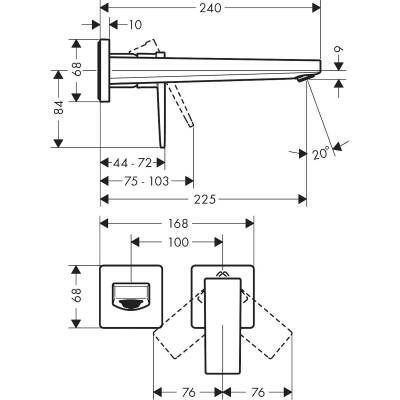 Hansgrohe Metropol Tek Kollu Lavabo Bataryası Çubuk Volan, Ankastre Duvara Monte, 22.5 cm Gaga 32526000 - 3