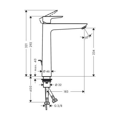 Hansgrohe Talis E 240 Yüksek Lavabo Bataryası Mat Bronz Gider Seti Dahil 71716140 - 2