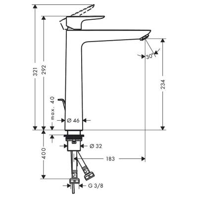 Hansgrohe Talis E 240 Yüksek Lavabo Bataryası Parlak Altın Gider Seti Dahil 71716990 - 2