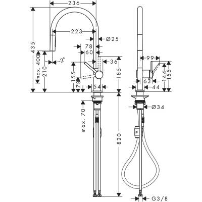 Hansgrohe Talis M54 Eviye Bataryası Krom 72800000 - 5