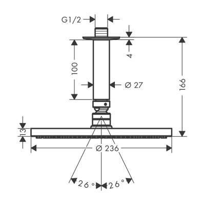 Hansgrohe Tepe Duşu Tavan Bağlantısı Raindance S 240 1 Jet, PowderRain, Krom 27620000 - 3