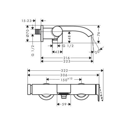 Hansgrohe Vivenis Banyo Bataryası Aplike Montaj Krom 75420000 - 4