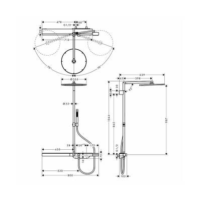 HNG AX Showerpipe800 Termostatik Duş Kolonu T.Duşu - 2