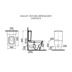 İdevit Halley Duvara Sıfır Klozet Takım 65 Cm Beyaz 3204-0315 - 3