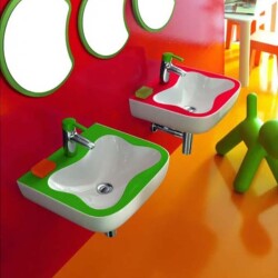 Laufen Flora Kids Lavabo Beyaz -Yeşil 45 cm 8150310721041 - 2