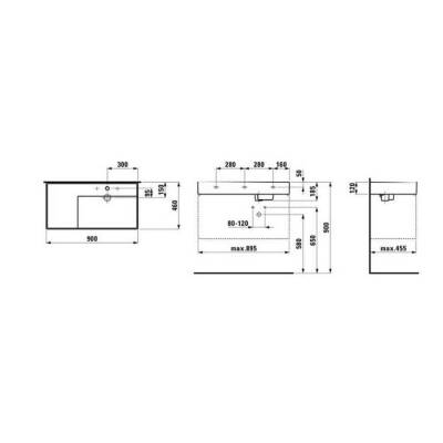 Laufen Kartel Tezgahüstü Lavabo Sol Etajer 90 cm 8103390001111 - 3