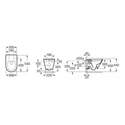 Roca The Gap Round Asma Klozet Kanalsız Parlak Beyaz Kapak Dahil A34H0N7000 - ROCA (1)