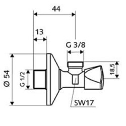 Schell Ara Musluk Açılı Valf, Sanland, Krom Kaplama, 3/8 x 1/2 İnç 970350000 - 2