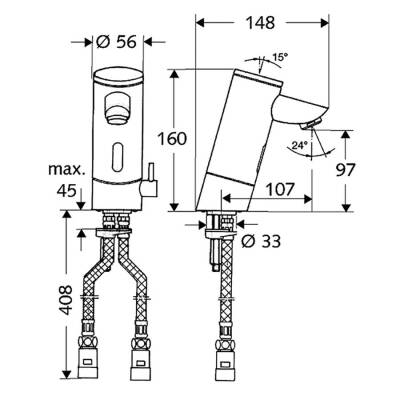 Schell Elektronik Lavabo Bataryası, Puris, 6V, Pirinç, 3/8 İnç 012010699 - 2